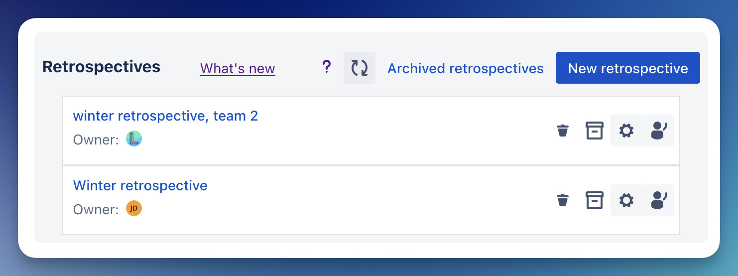 All configured retrospectives view